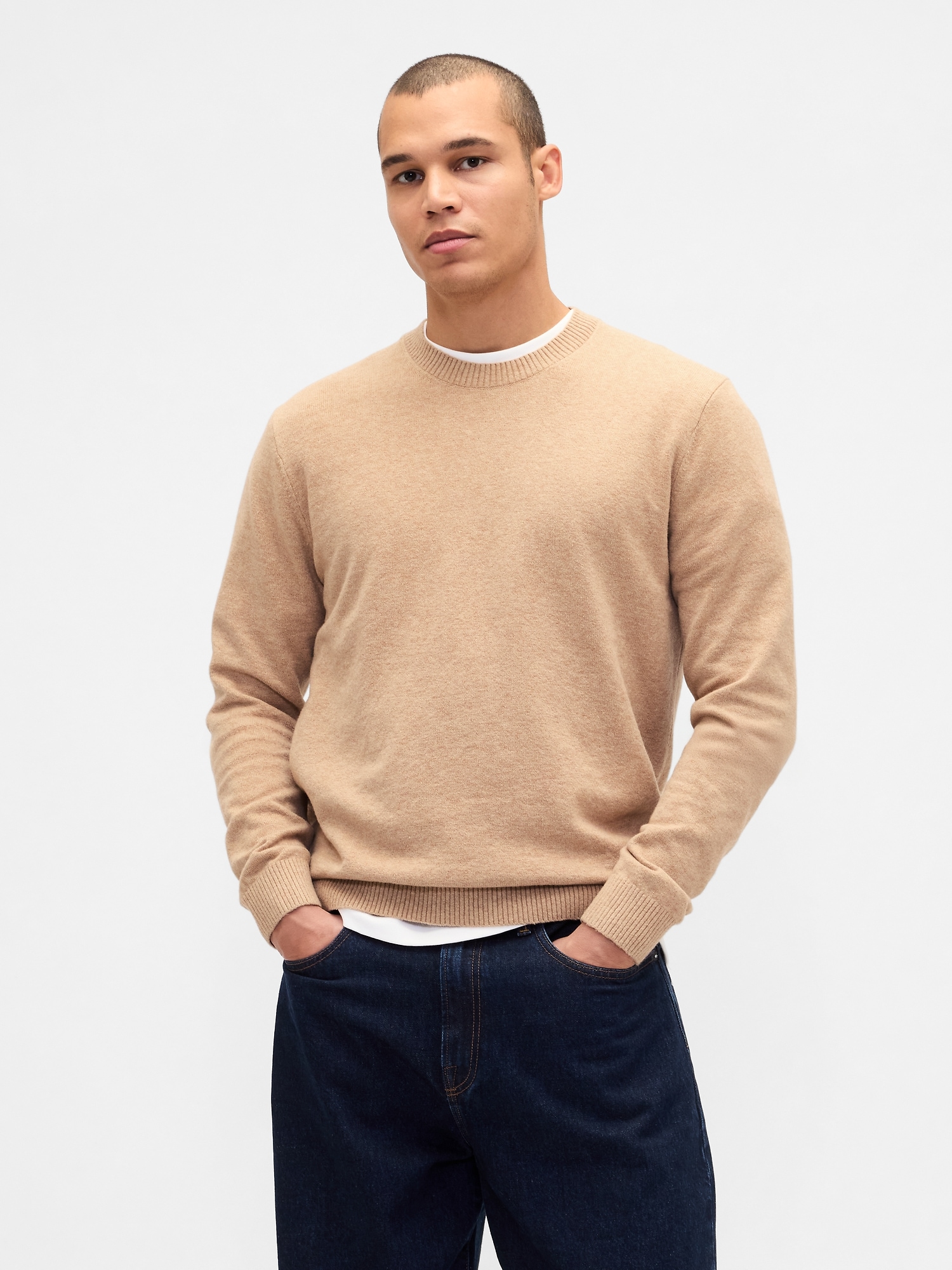 CashSoft Crew Sweater - Camel