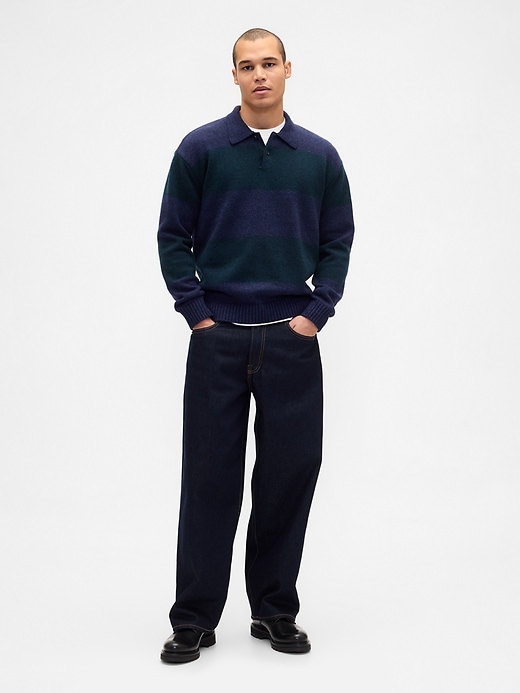 Image number 2 showing, Rugby Stripe Relaxed Polo Sweater