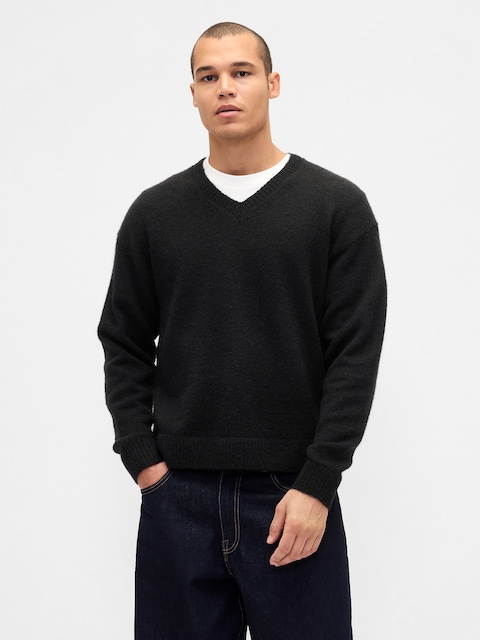 Relaxed V-Neck Crop Sweater