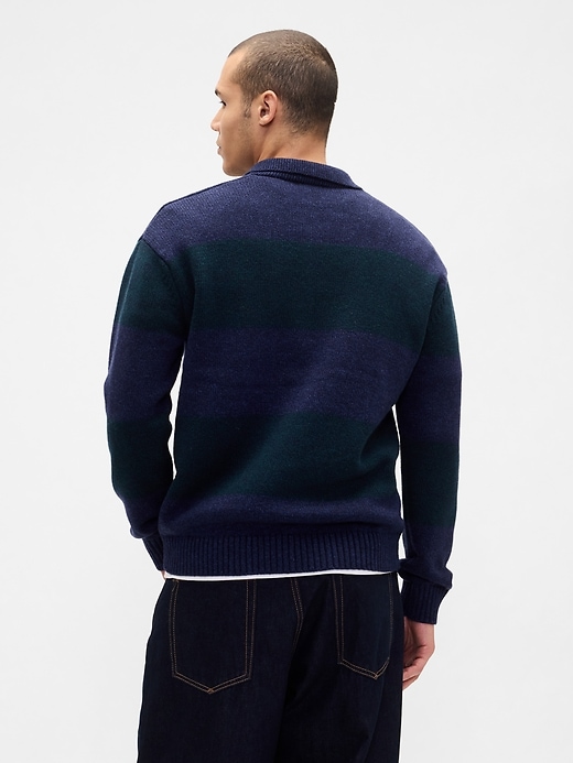 Image number 3 showing, Rugby Stripe Relaxed Polo Sweater