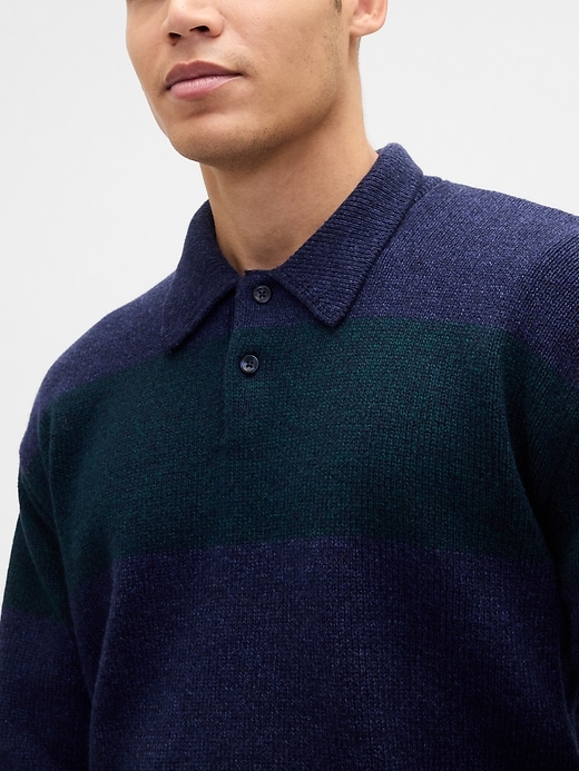 Image number 4 showing, Rugby Stripe Relaxed Polo Sweater