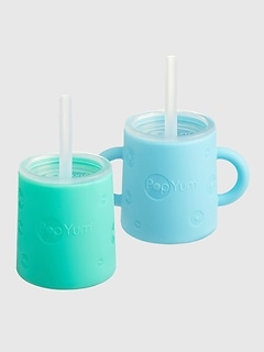 PopYum Baby and Toddler Silicone Training Cup 2-Pack