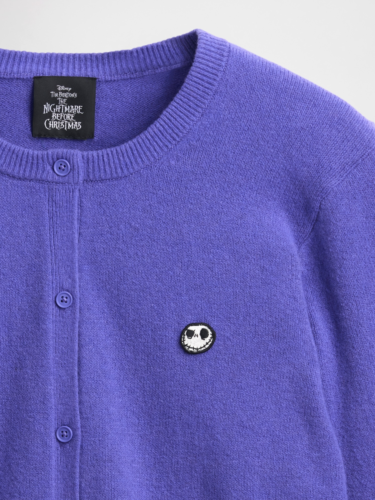 Женский кардиган Gap × Disney Tim Burton’s The Nightmare Before Christmas CashSoft Skull, цвет: Синий — фото 5
