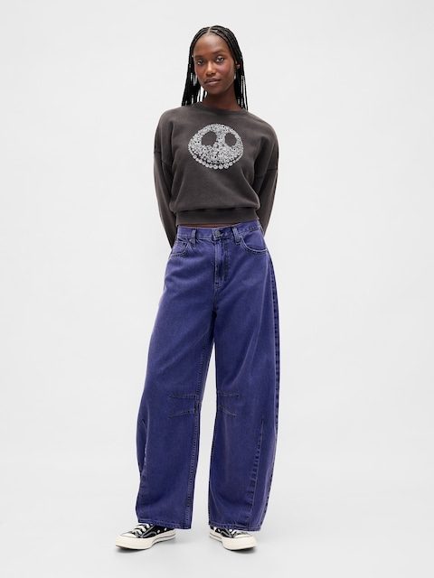 Gap × Disney Tim Burton’s The Nightmare Before Christmas Mid Rise UltraSoft Barrel Jeans