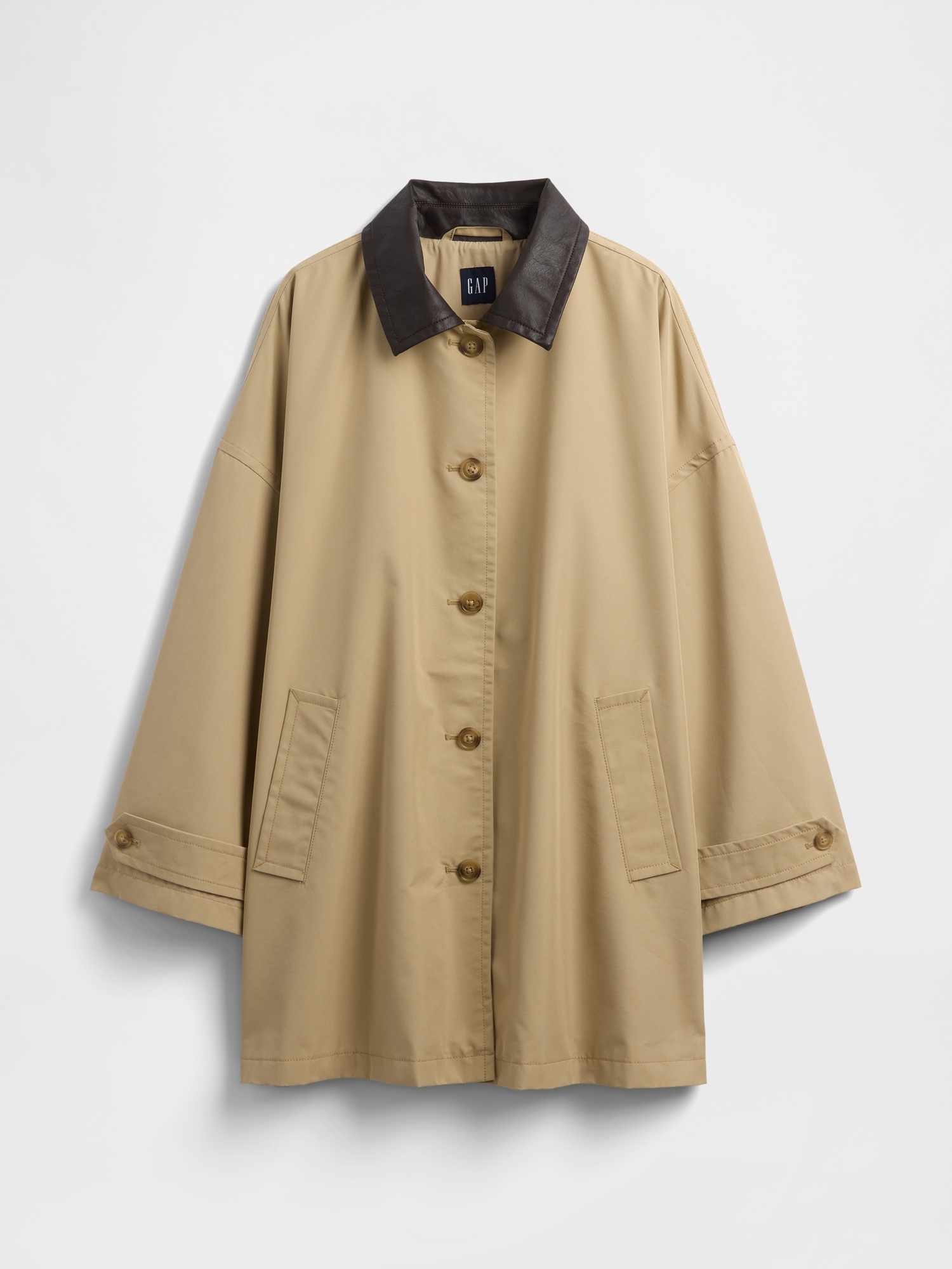 Gap Twill Oversized Trench Coat In Neutral