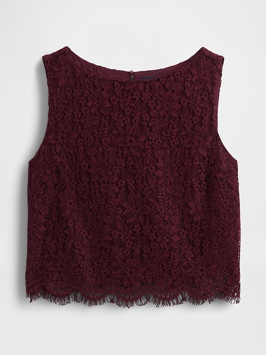 Image number 1 showing, Lace Boatneck Crop Shell Top