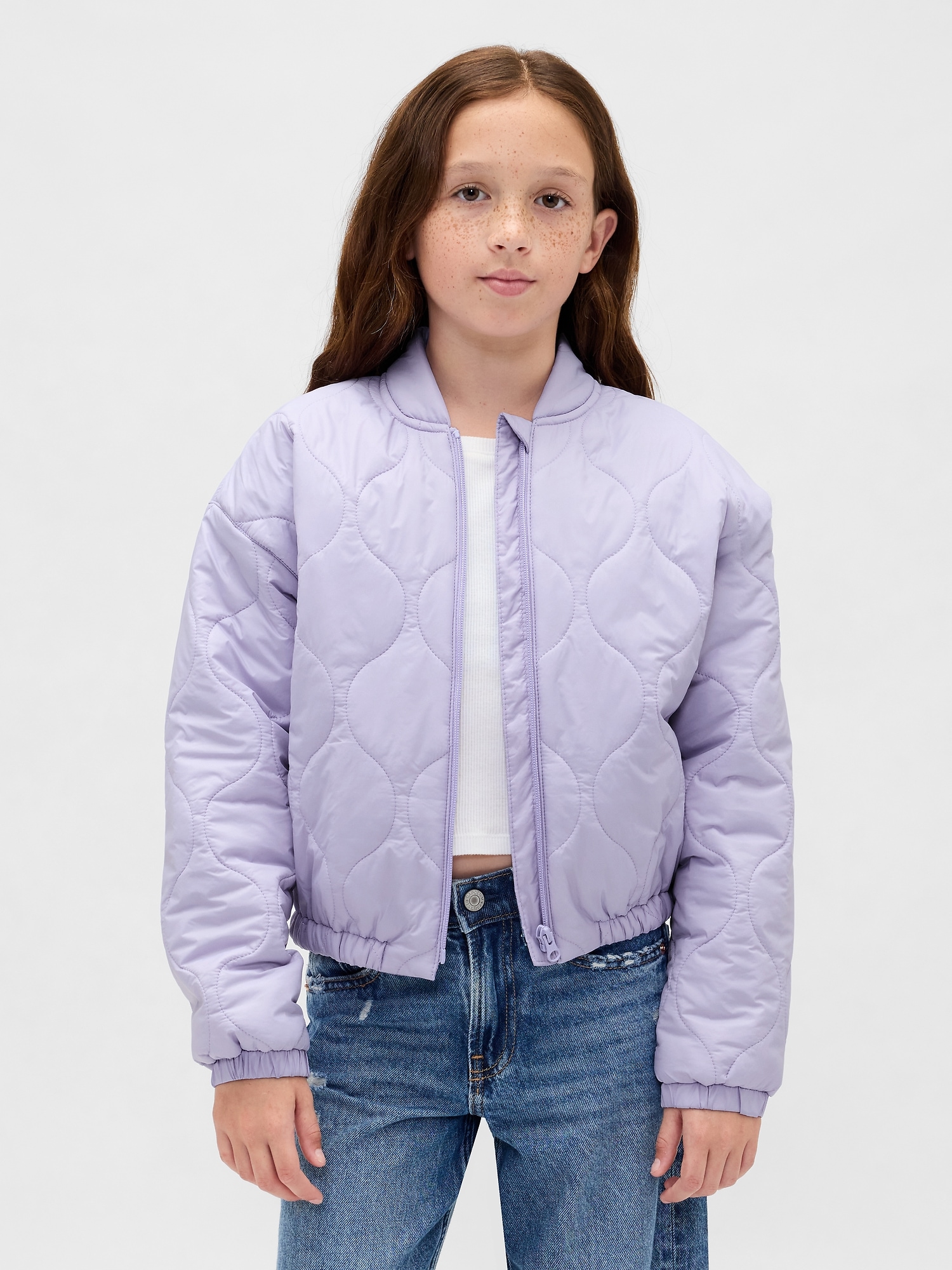 Kids Recycled Lightweight Quilted Puffer Jacket - Warm Violet
