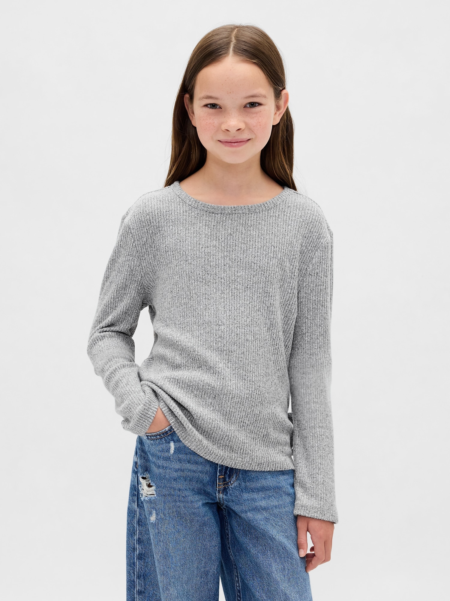 Kids Softspun Rib Side-Tie Sweater Top