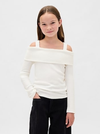 Kids Softspun Rib Off-Shoulder Sweater Top
