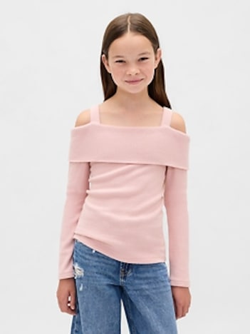 Kids Softspun Rib Off-Shoulder Sweater Top