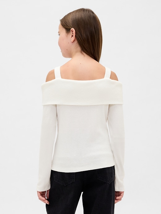 Image number 3 showing, Kids Softspun Rib Off-Shoulder Sweater Top