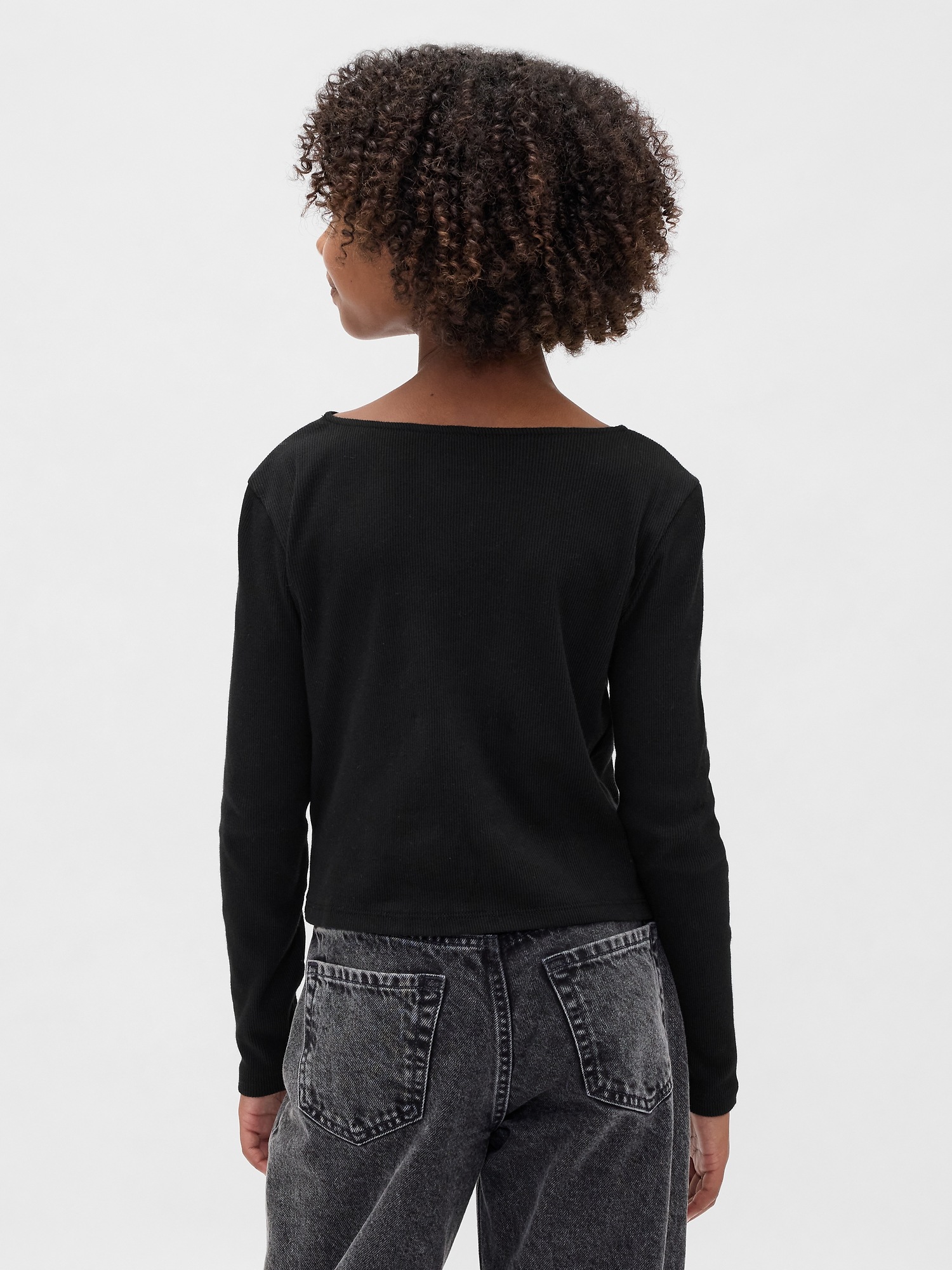 Детская футболка Gap Bow-Neck, цвет: Чёрный — фото 3