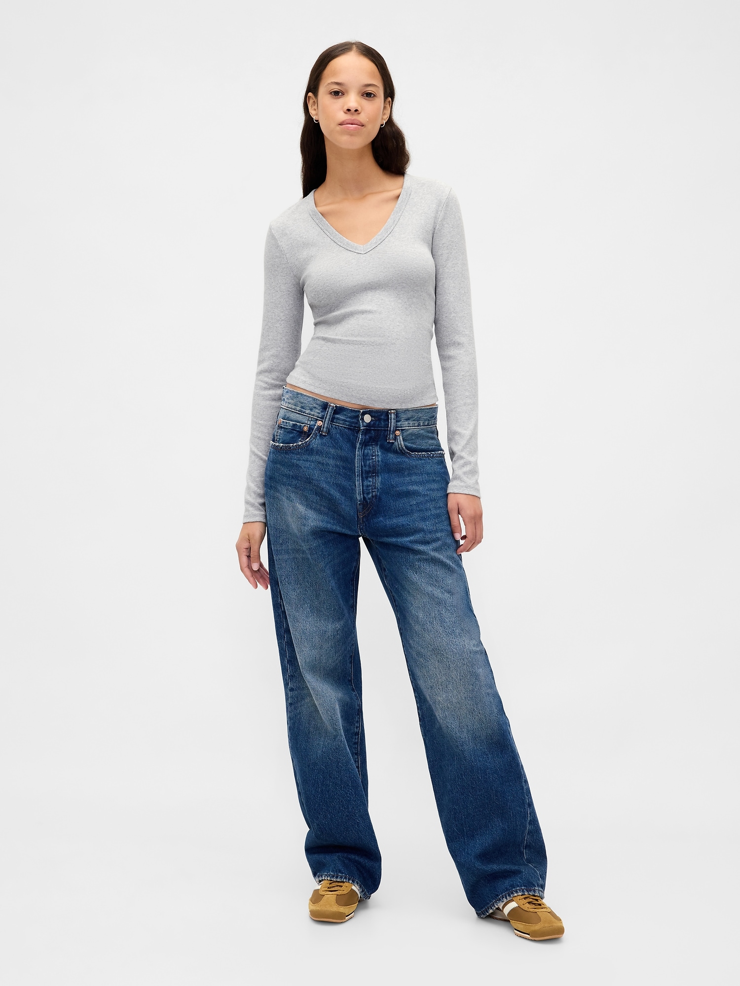 Modern V-Neck Shrunken T-Shirt