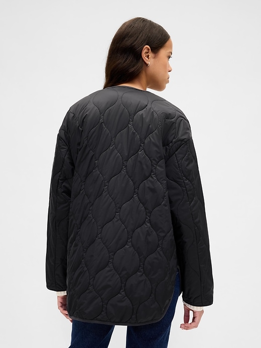 Image number 3 showing, Recycled Lightweight Oversized Quilted Liner Jacket