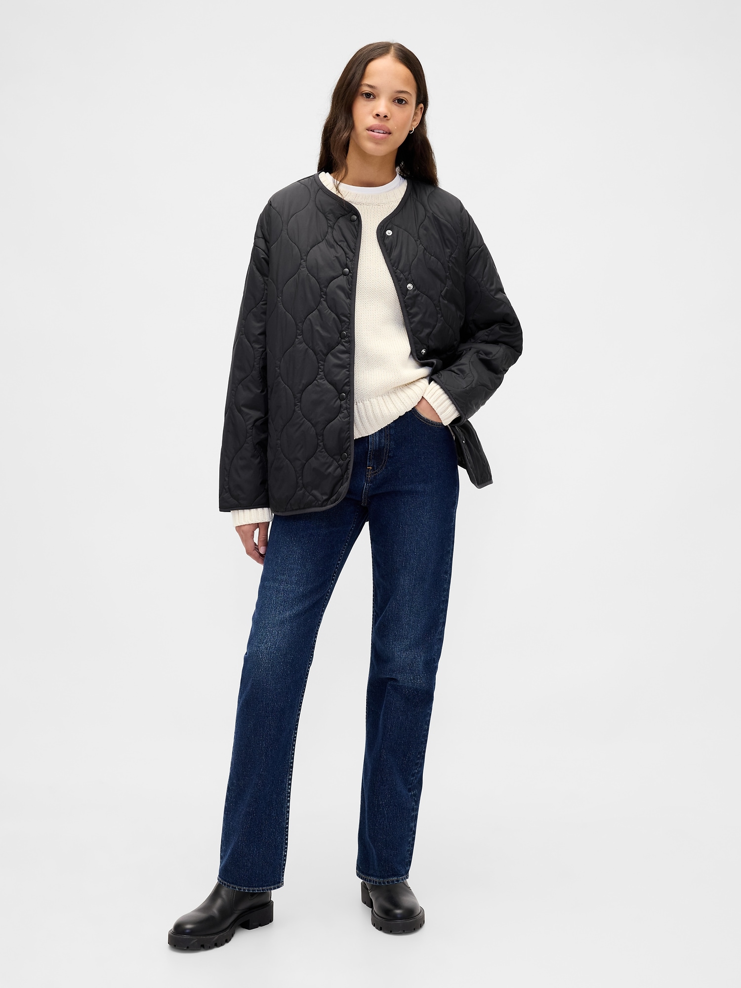 Recycled Lightweight Oversized Quilted Liner Jacket