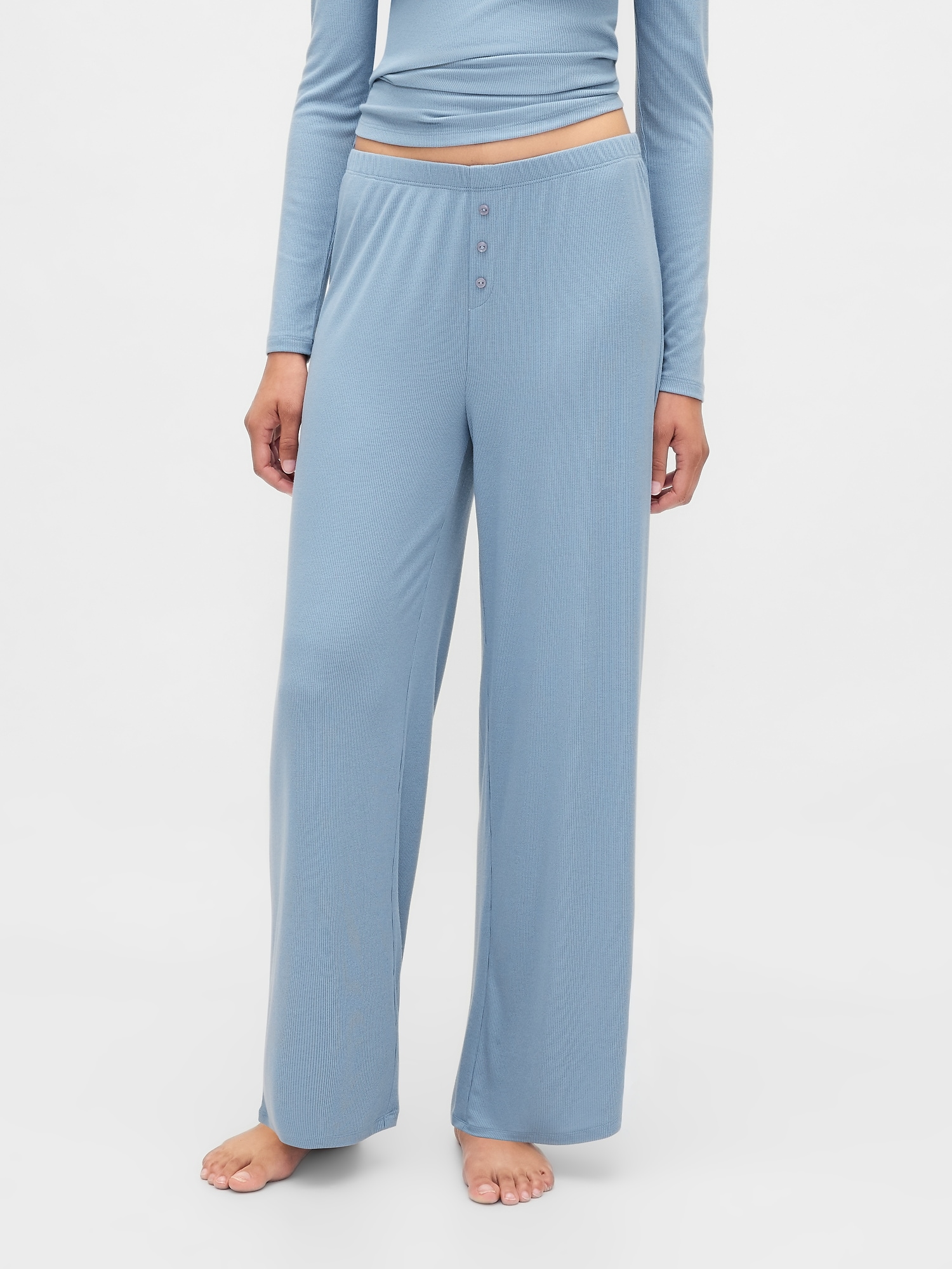 Mini Rib Wide-Leg PJ Pants