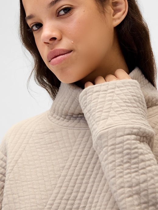 Image number 3 showing, GapFit Quilted Jacquard Knit Funnel-Neck Pullover