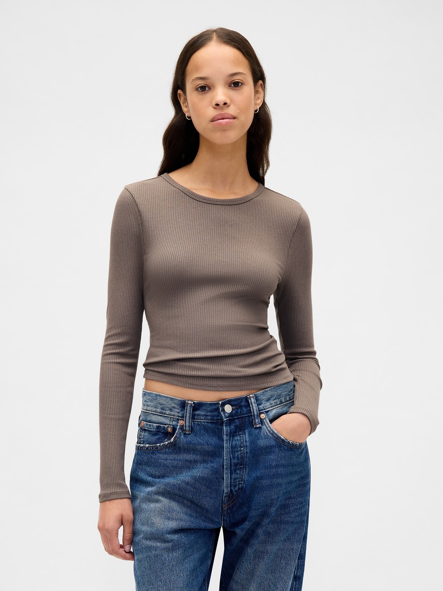 Modern Rib Crop T-Shirt - Plymouth Rock Brown