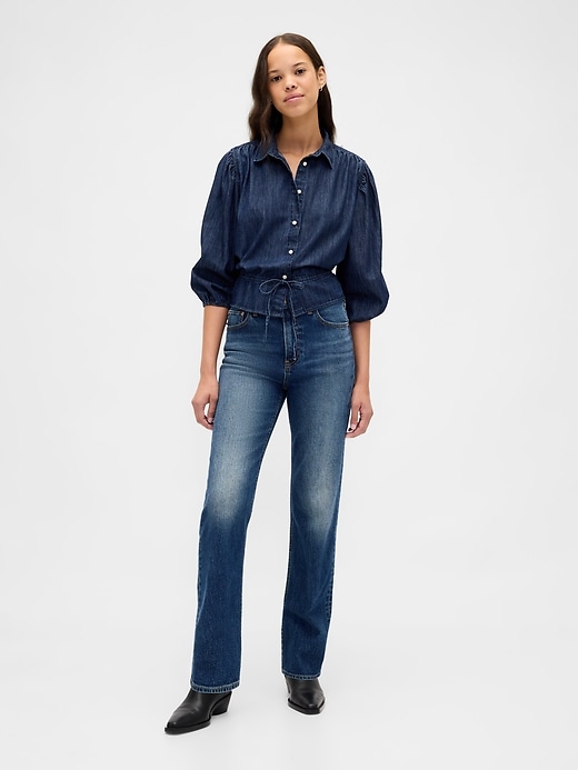 Image number 2 showing, Denim Tie-Waist Top