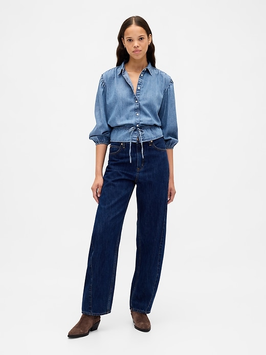 Image number 2 showing, Denim Tie-Waist Shirt
