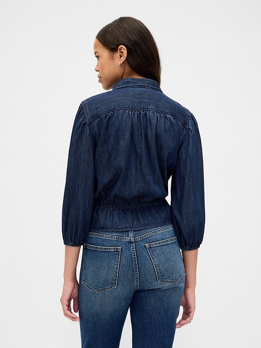 Image number 3 showing, Denim Tie-Waist Top