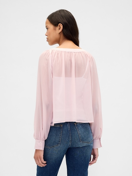 Image number 3 showing, Recycled Sheer Button-Front Top