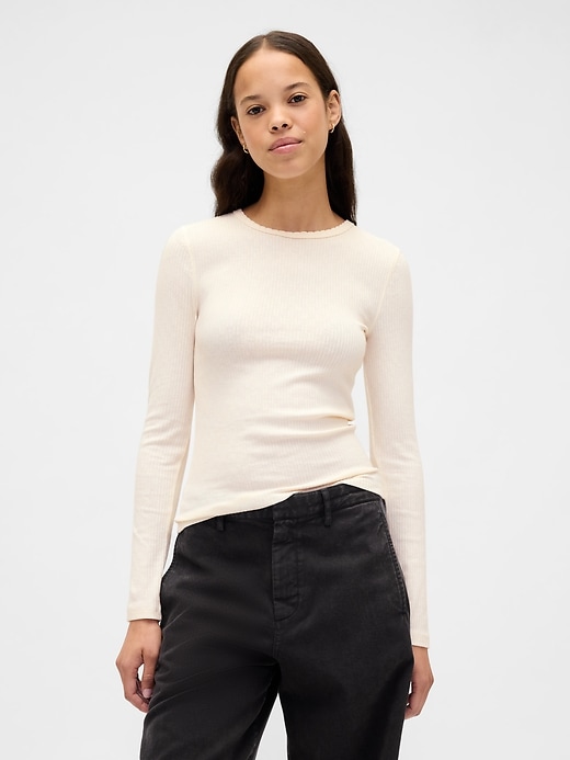 Image number 1 showing, Pointelle Rib T-Shirt