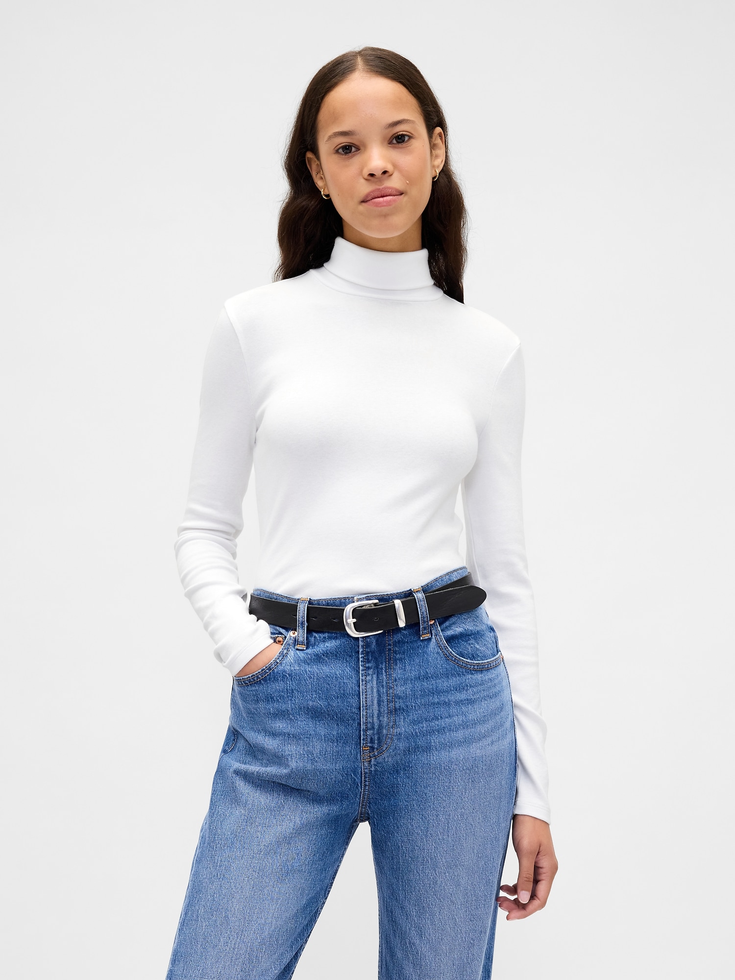 Modern Rib Turtleneck - Fresh White