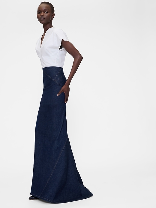 Image number 4 showing, GapStudio High Rise Seamed Denim Maxi Skirt