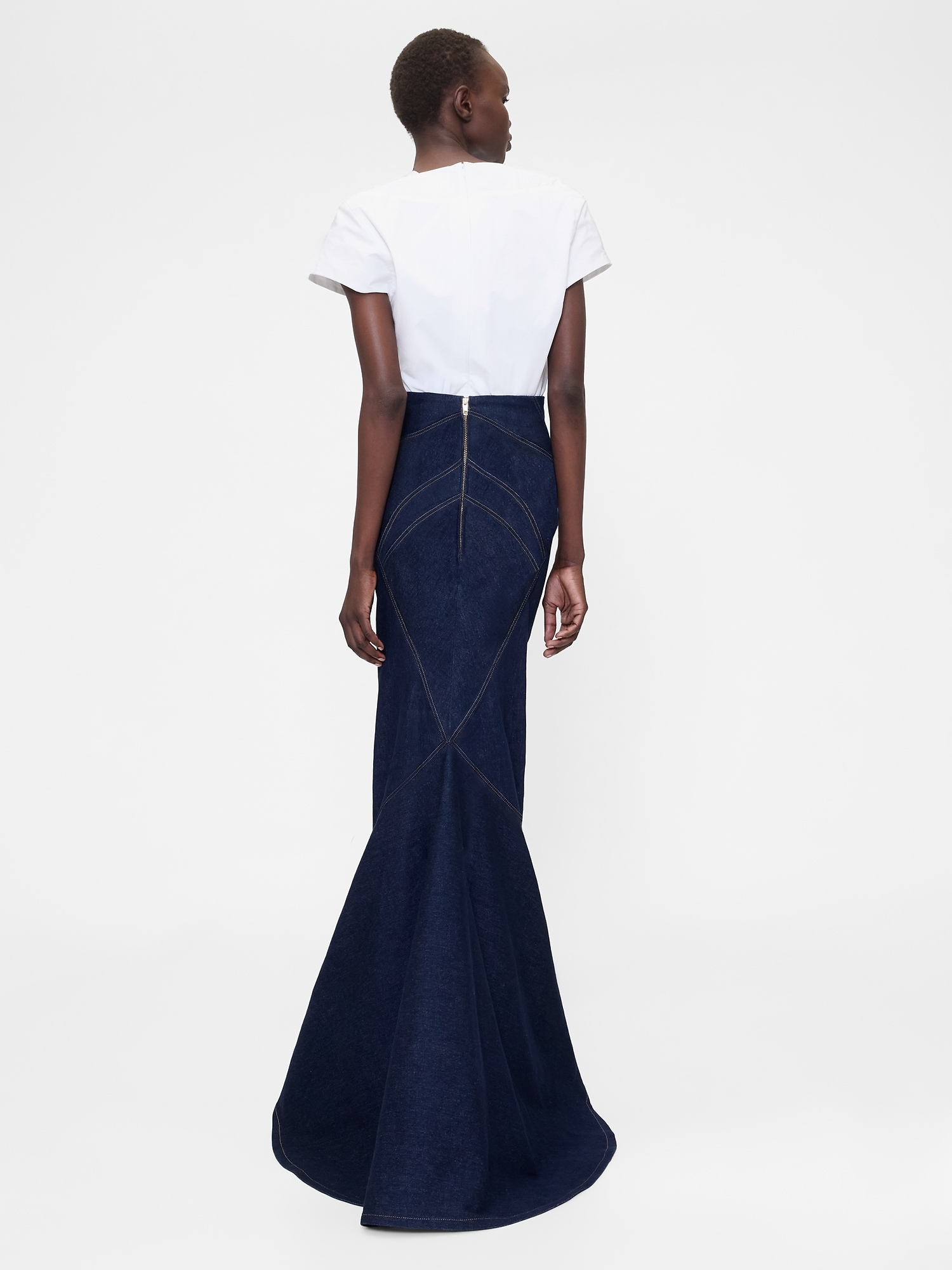 GapStudio High Rise Seamed Denim Maxi Skirt