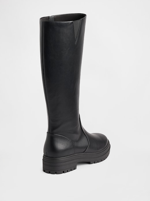 Image number 4 showing, Vegan Leather Lug Sole Tall Boots