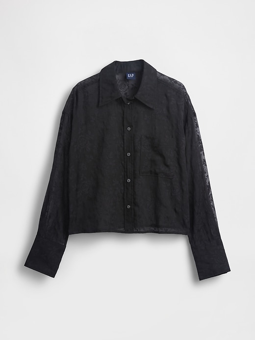 Image number 5 showing, Sheer Straight-Hem Crop Shirt
