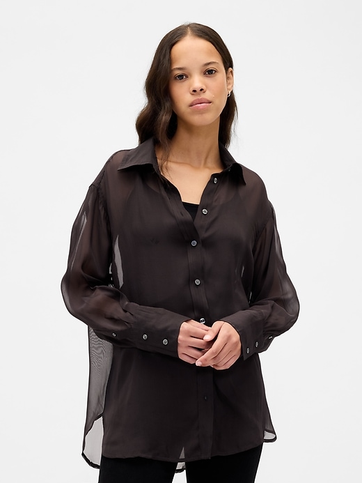 Image number 1 showing, Sheer Organza Big Shirt