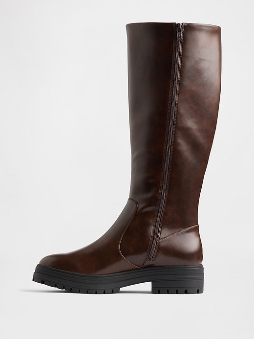 Image number 5 showing, Vegan Leather Lug Sole Tall Boots