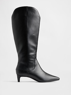 Kitten Heel Pointy Knee High Boots