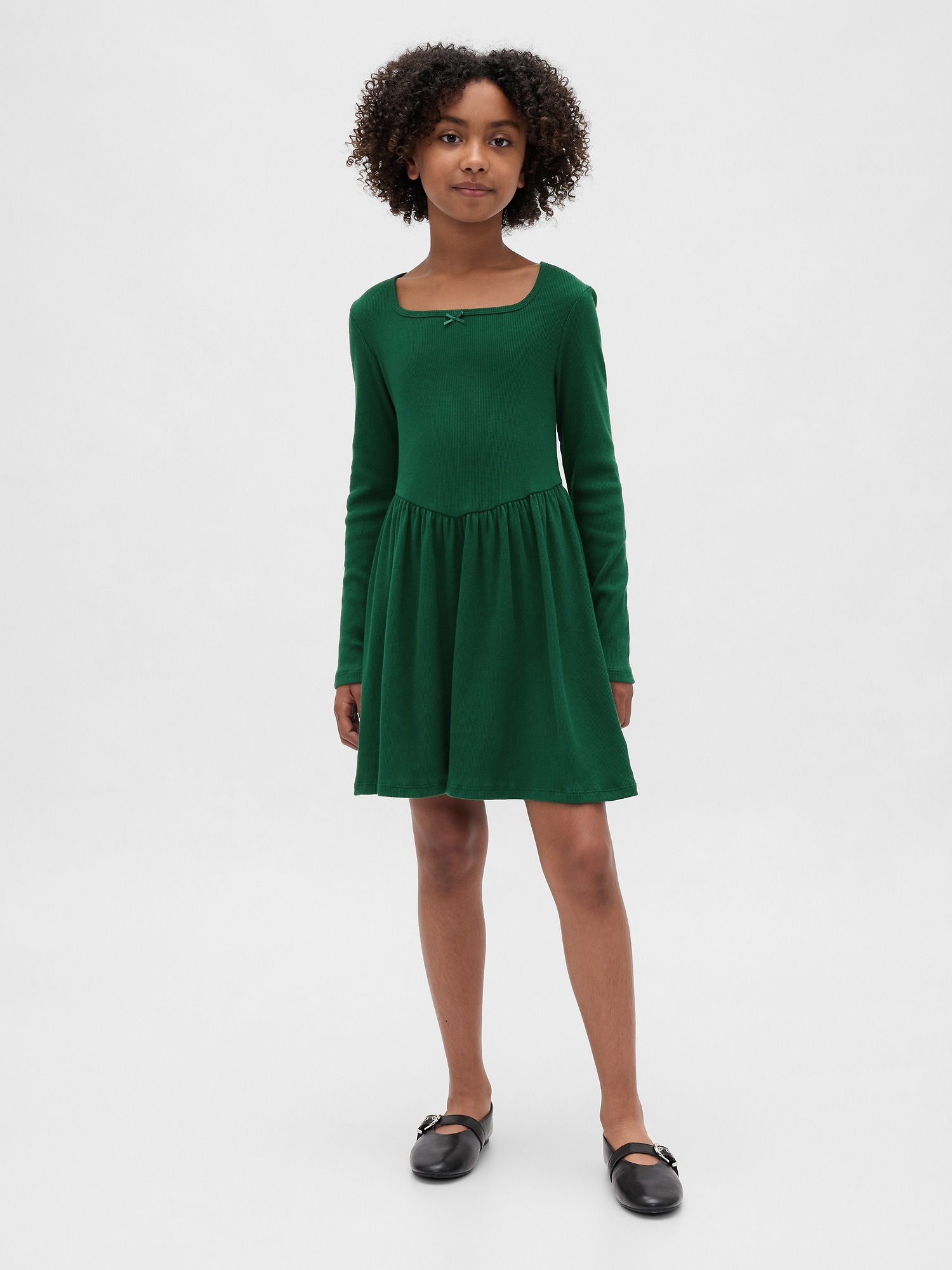 Kids Square-Neck Dress - Evergreen Glamour