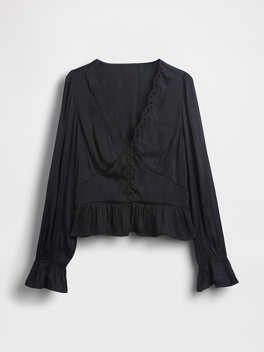 Image number 5 showing, Eyelet V-Neck Peplum Top