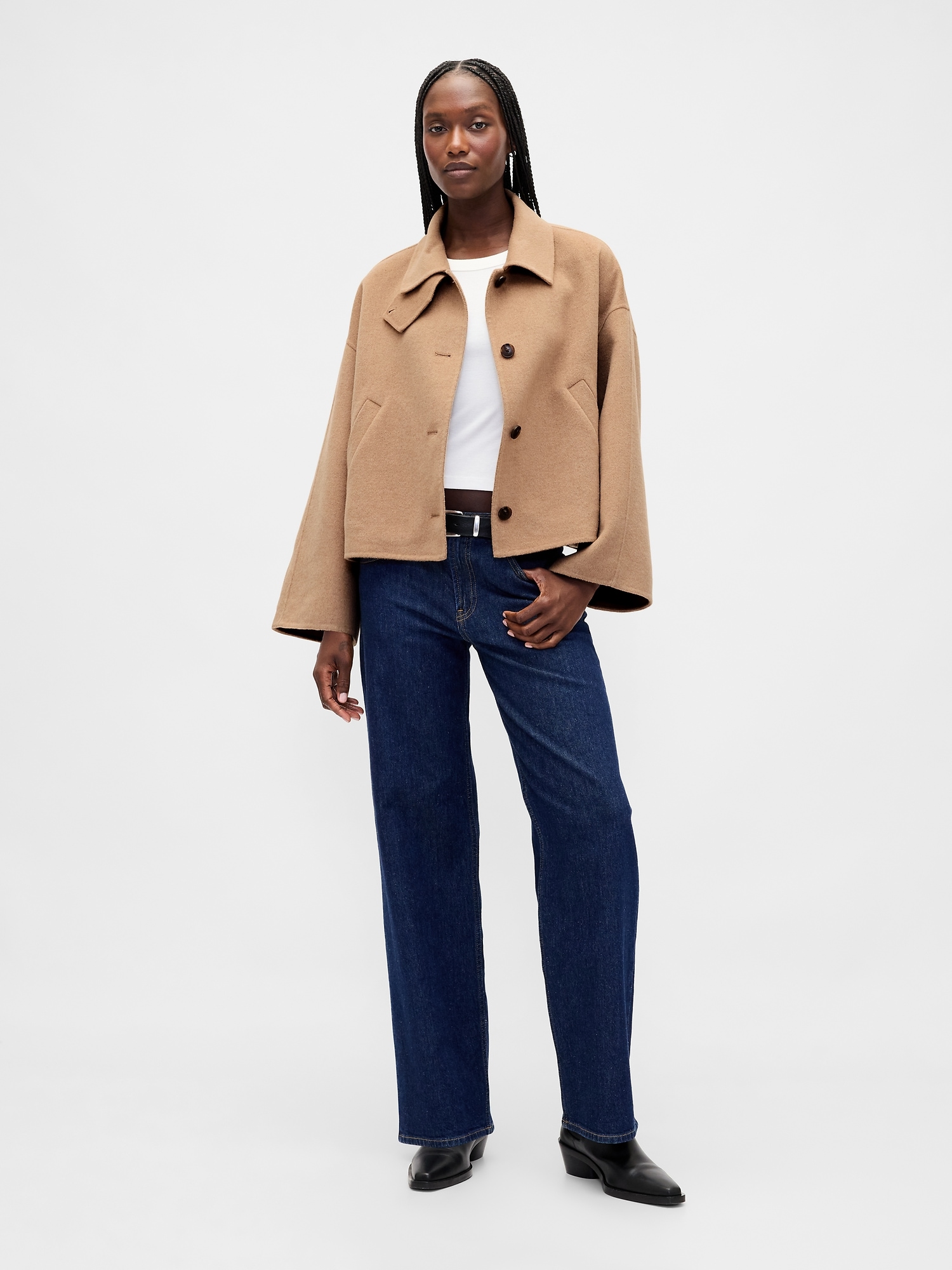 Wool-Blend Swing Jacket