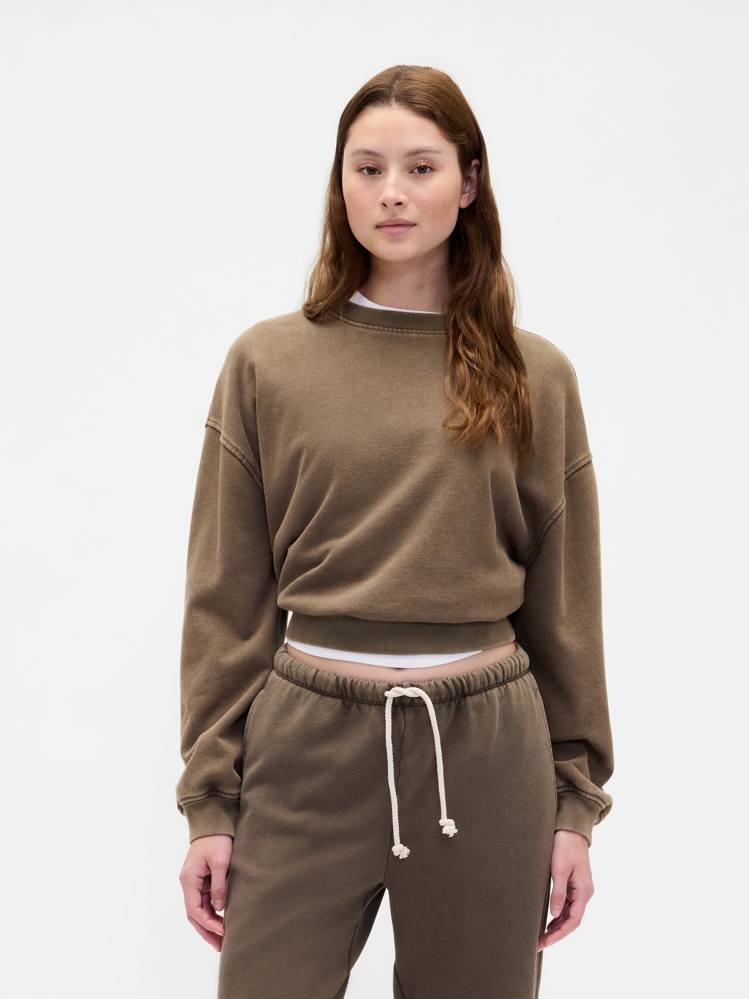 Heavyweight French Terry Oversized Sweatshirt - Black Moss Green Wash