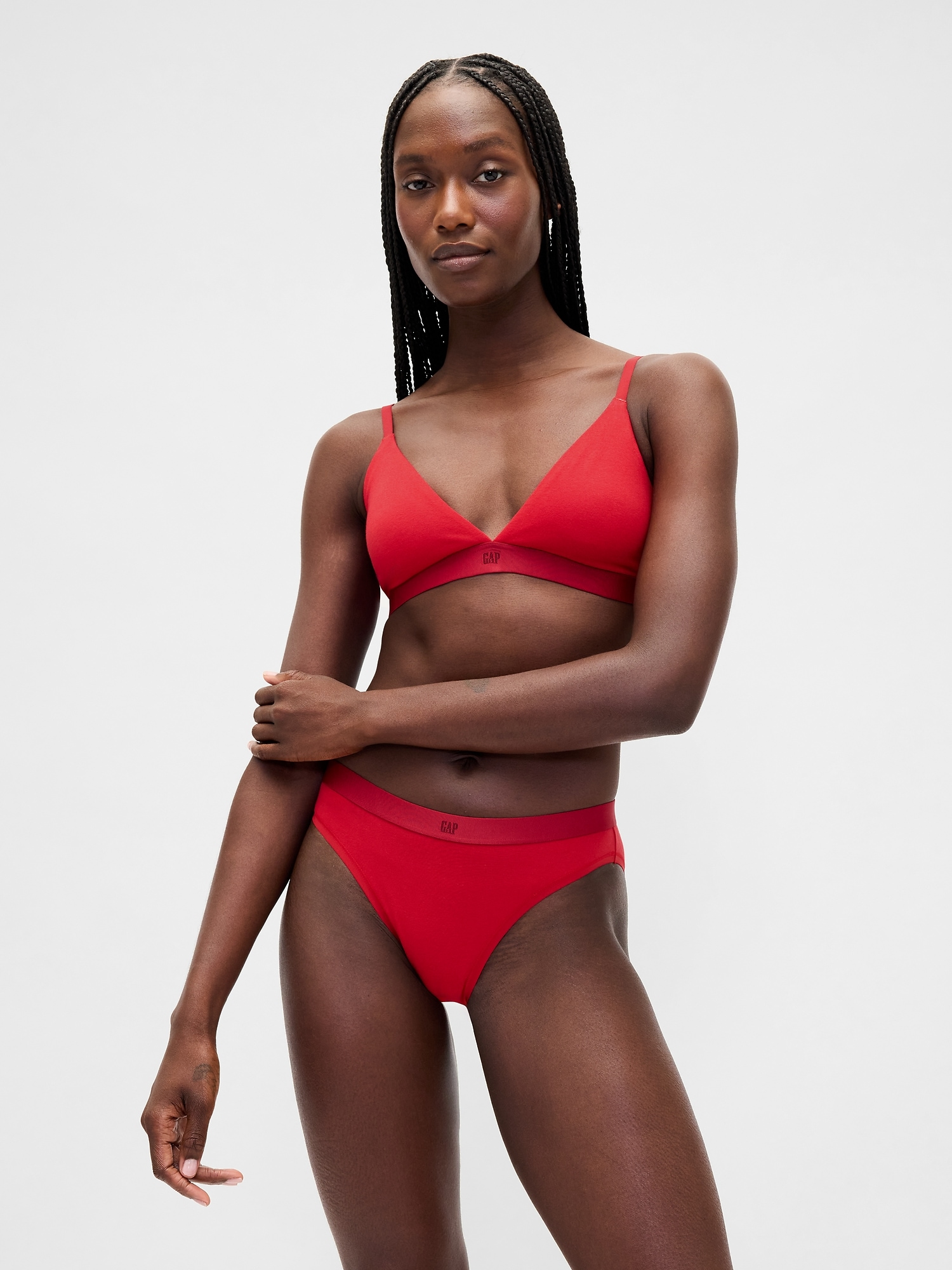 Gap Organic Stretch Cotton Triangle Bra In Red