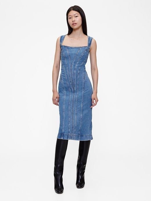 Image number 1 showing, GapStudio Seamed Denim Midi Dress
