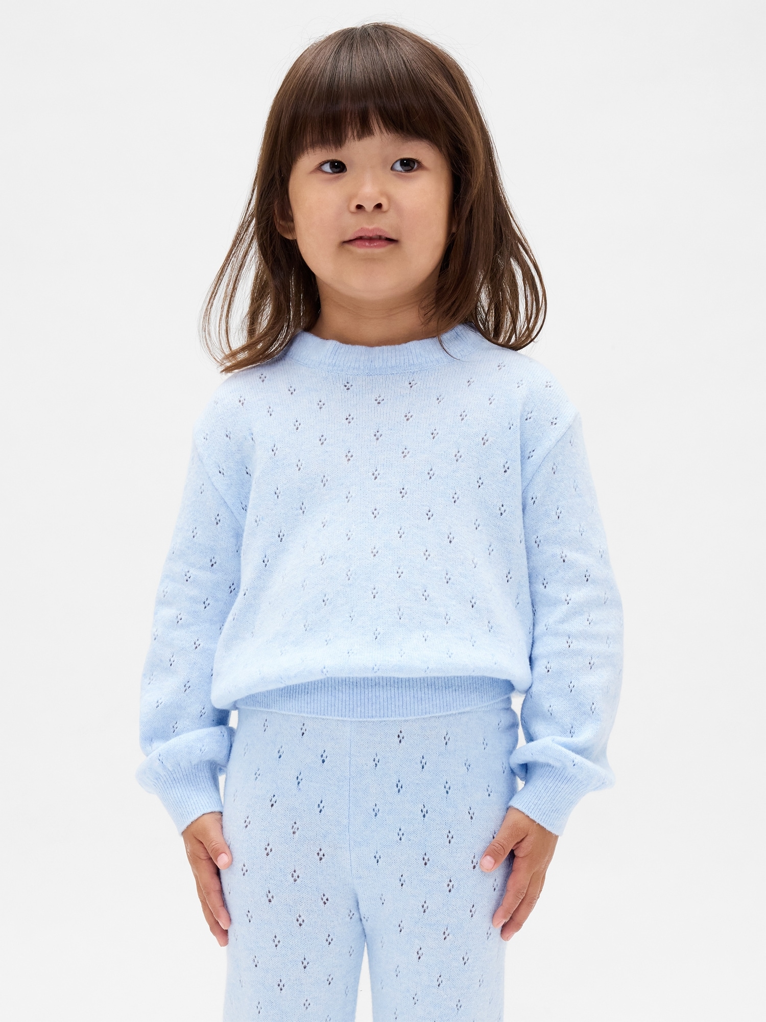 Baby & Toddler CashSoft Pointelle Sweater - Light Blue Heather