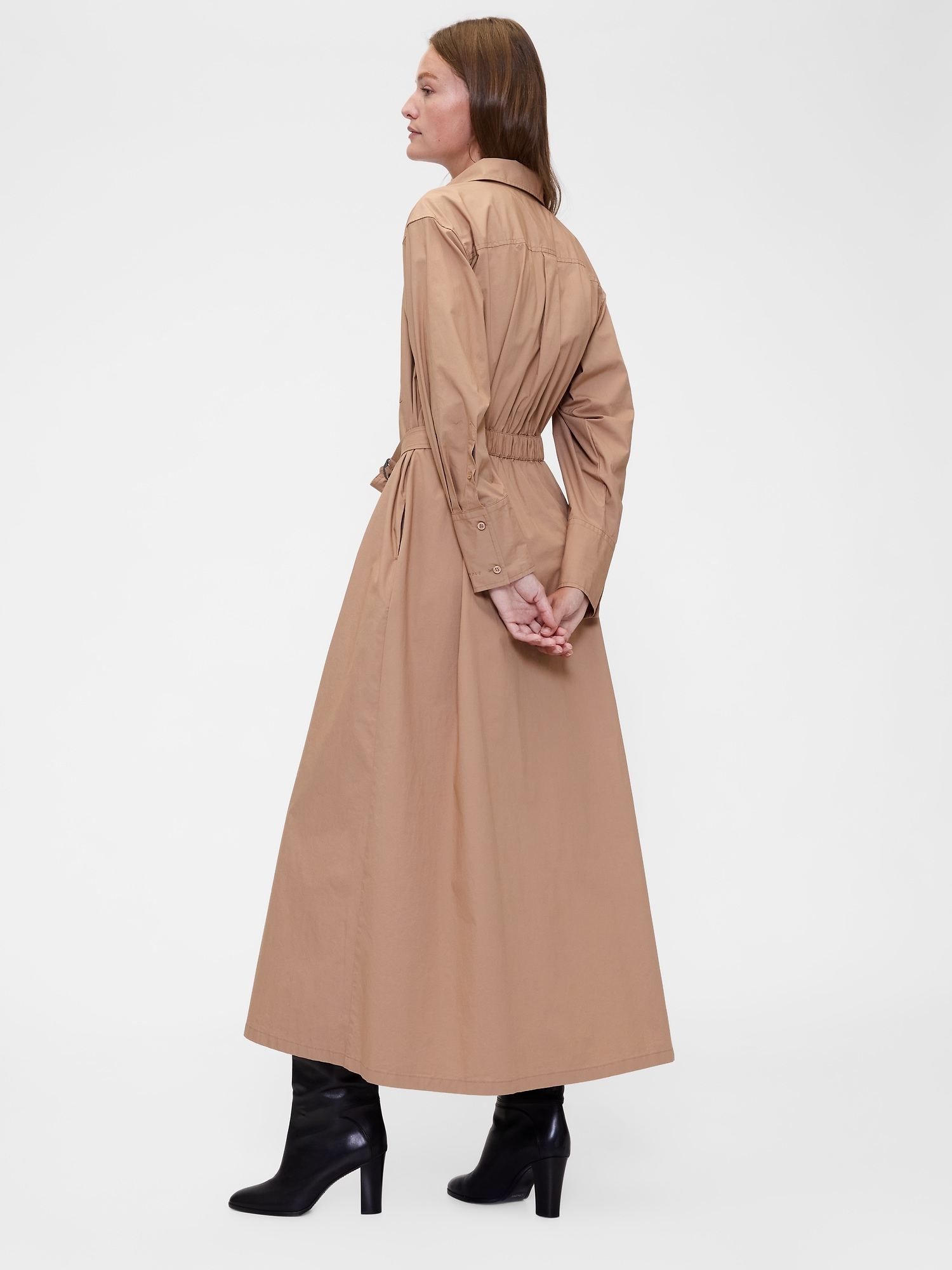 GapStudio Poplin Belted Maxi Shirtdress