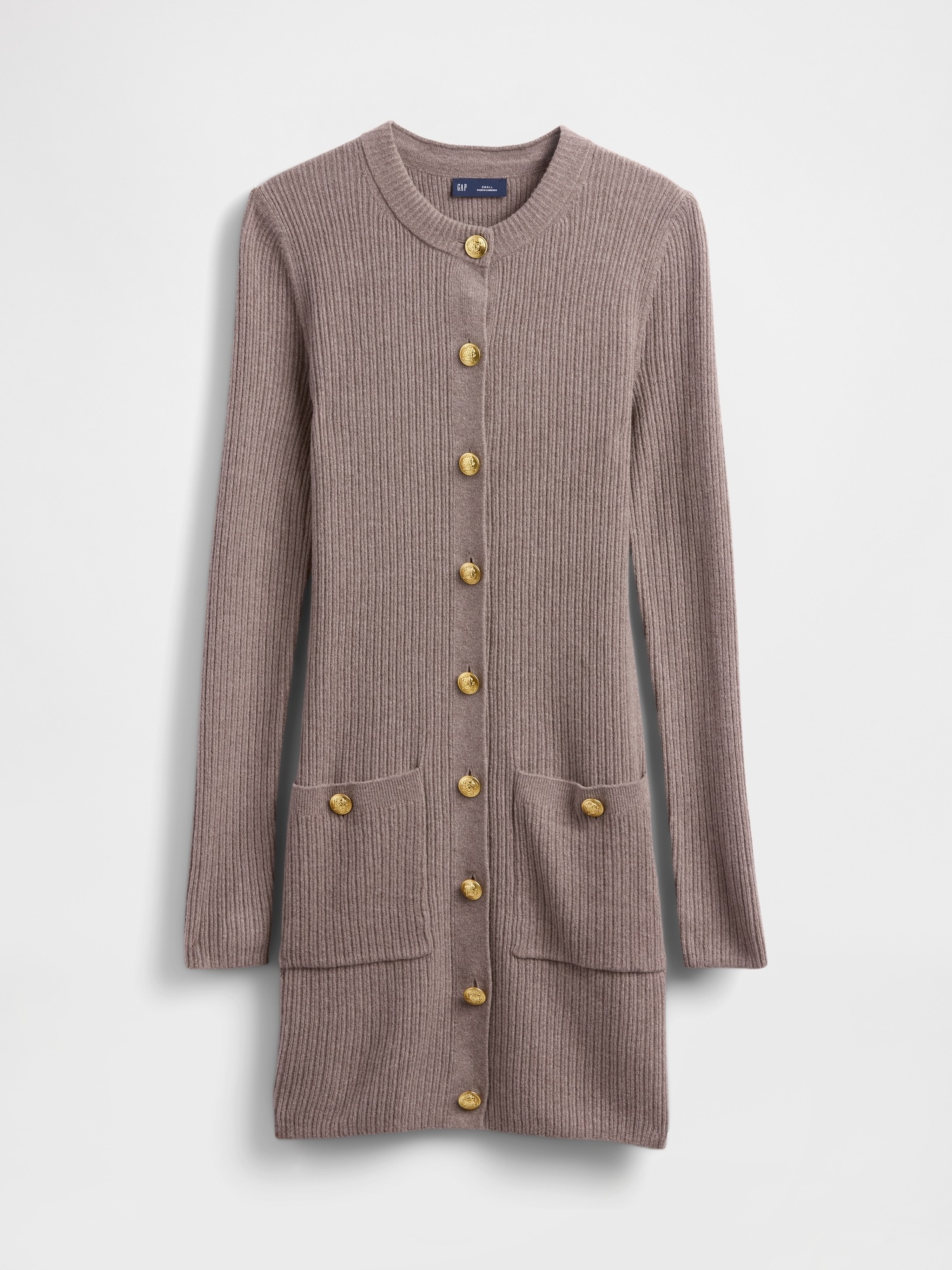 Женское платье Gap CashSoft Rib Pocket Sweater Mini, цвет: Миндальный коричневый — фото 5