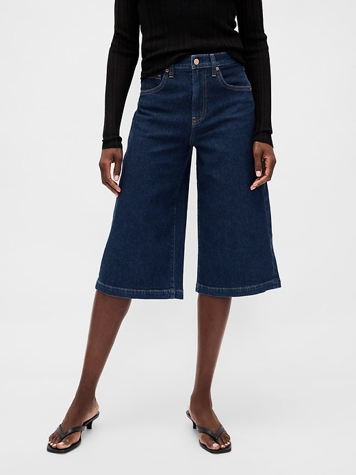 Image number 2 showing, High Rise Culotte Jeans