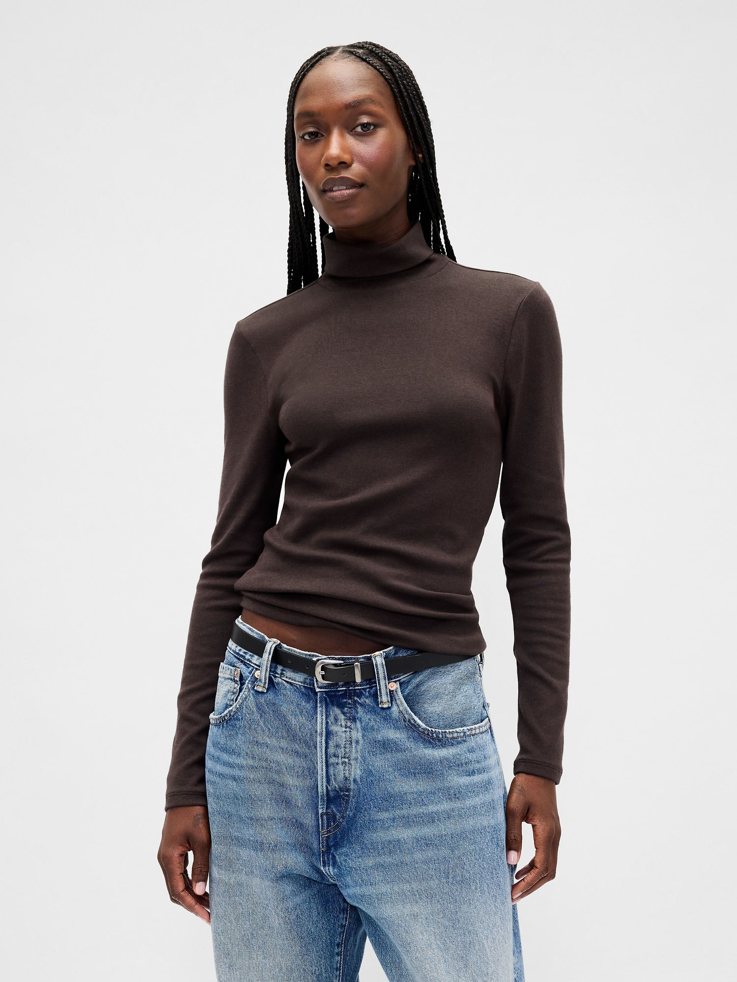 Modern Rib Turtleneck - Terra Brown