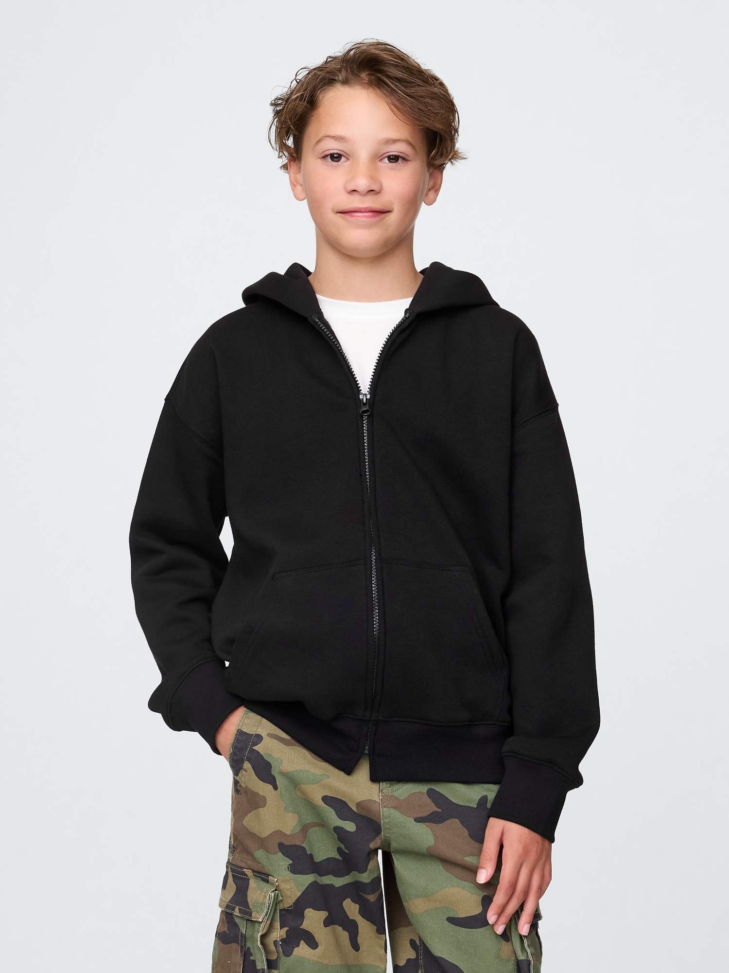 Kids VintageSoft Zip Hoodie - True Black