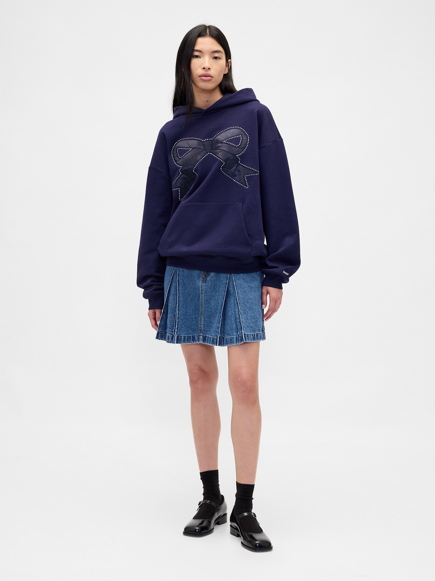 Gap × Sandy Liang Pleated Denim Mini Skirt In Blue