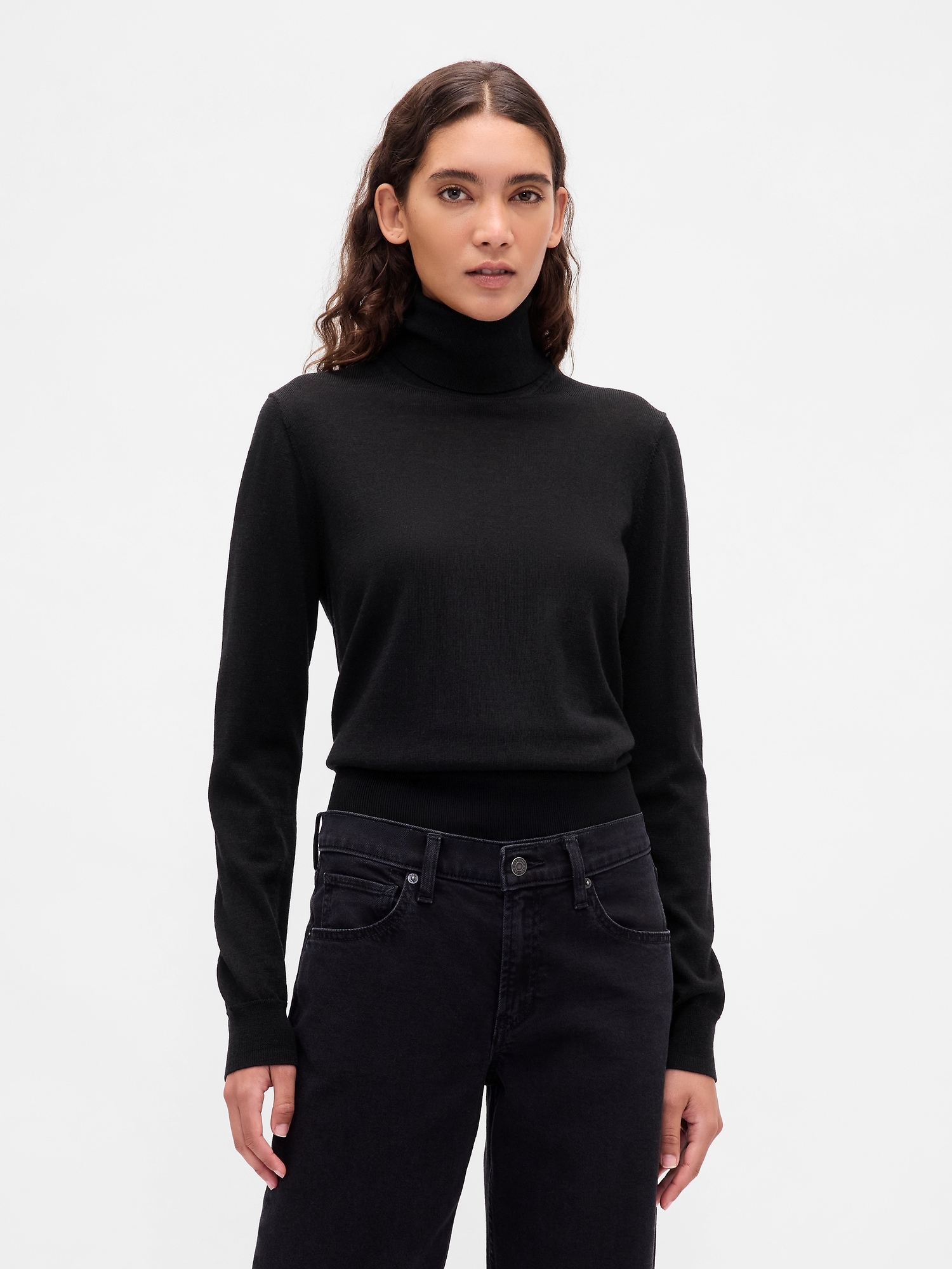 Merino Turtleneck Sweater - Black