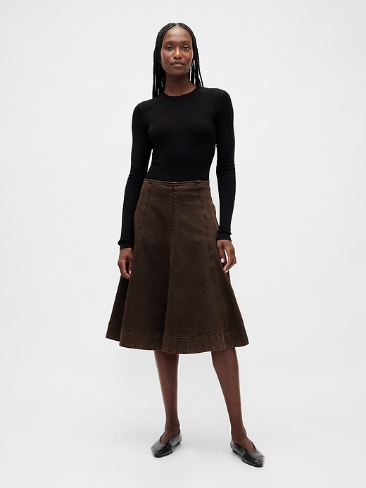 Image number 1 showing, Denim Tulip Midi Skirt